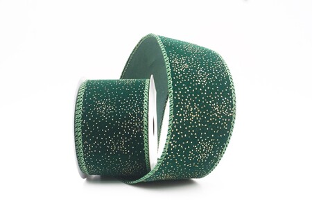 Groen effen velourslint met glinsterend stofeffect_KW0476GC-3-3